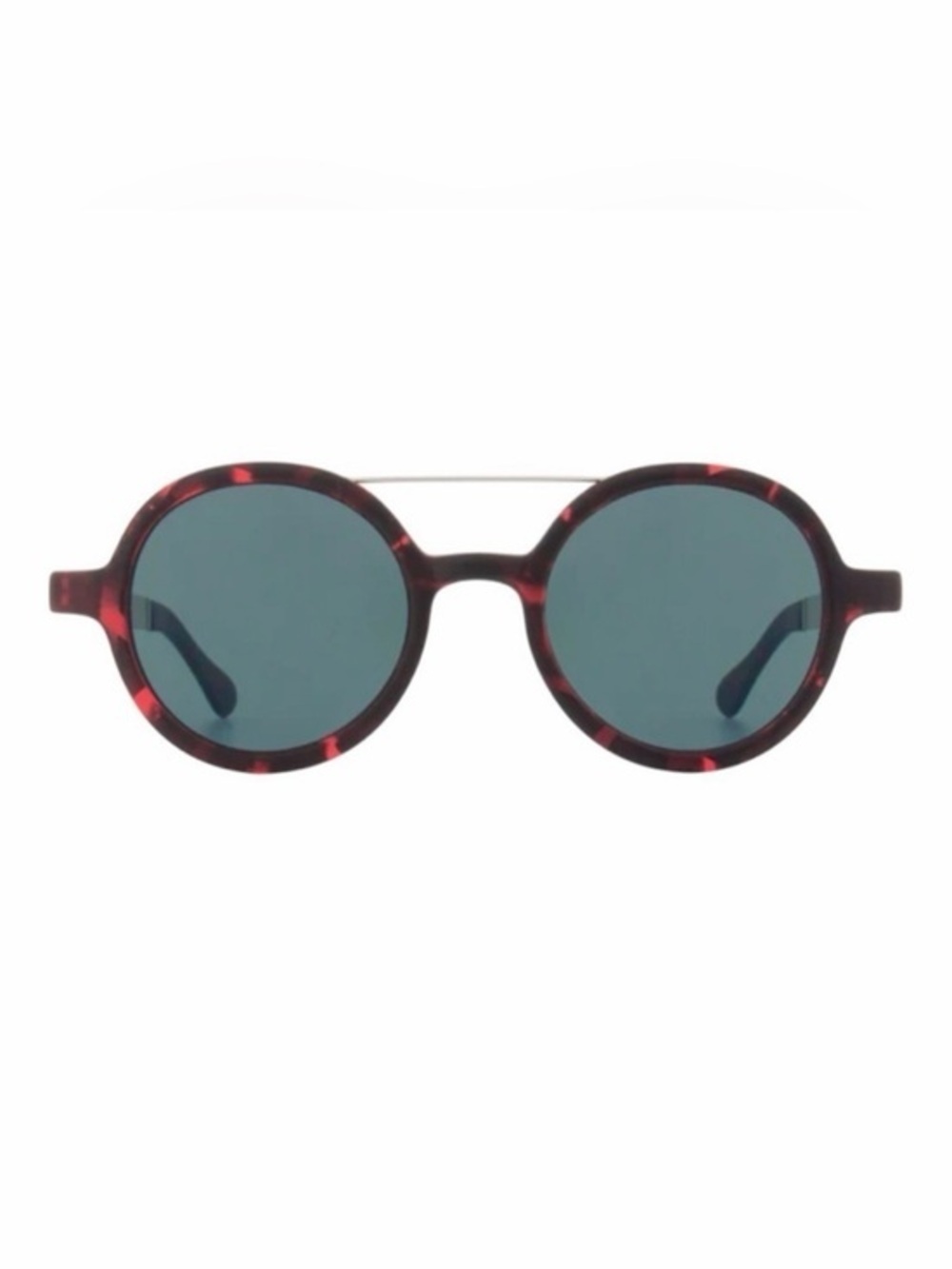 KOMONO Vivien Tortoise Silver Sunglasses Round Red NEW
